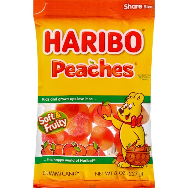 Haribo Peaches Gummi Candy, 8 oz