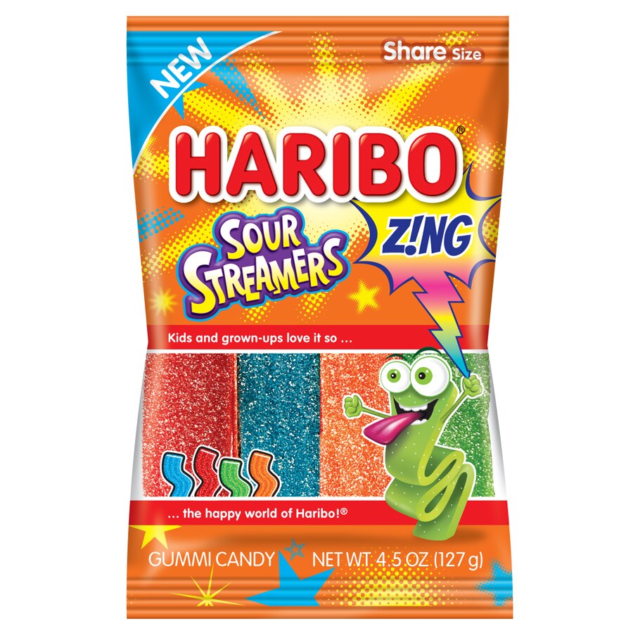 Haribo Z!NGS Streamers Sour Gummi Candy, 4.5 OZ