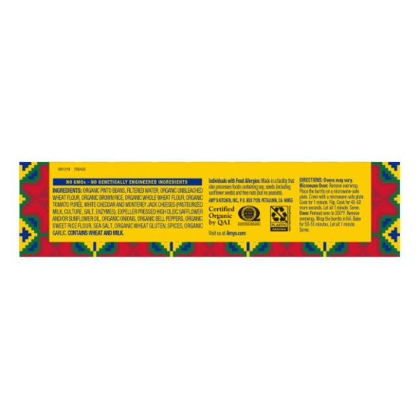 Amy's Frozen Bean & Cheese Burrito, 6 oz