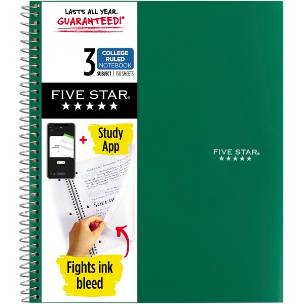 Mead Five Star - 3 Subject Notebook, College Ruled, 150 Sheets