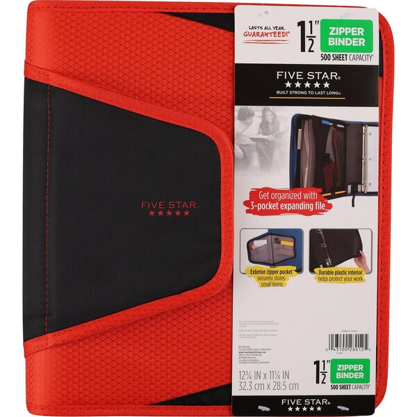 Mead Five Star 1.5-Inch Zipper Binder, Assorted Colors