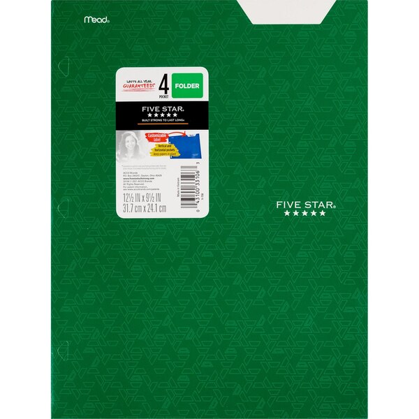 Mead Five Star Portfolio Two Pocket Folder, Assorted Colors
