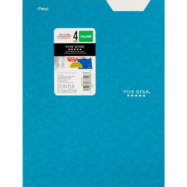 Mead Five Star Portfolio Two Pocket Folder, Assorted Colors