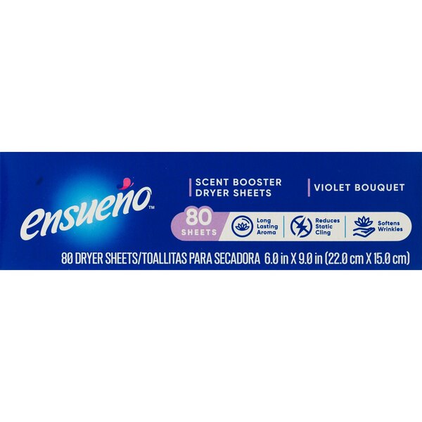 Ensueno Dryer Sheet Scent Booster, Violet Bouquet, 80 CT