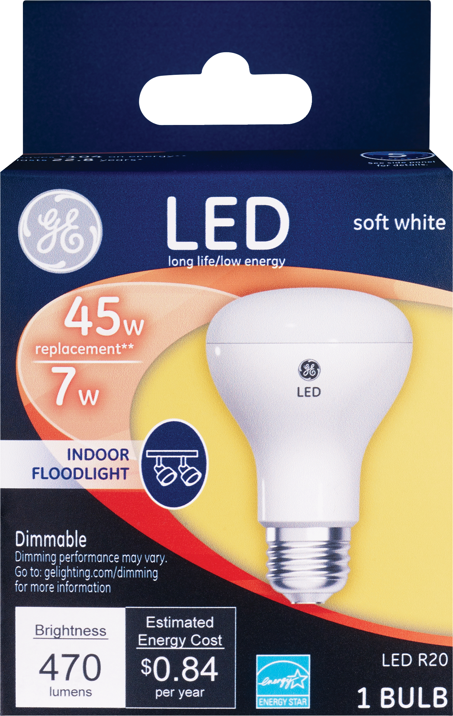 GE Reveal R20 7w LED Bulb, Soft White