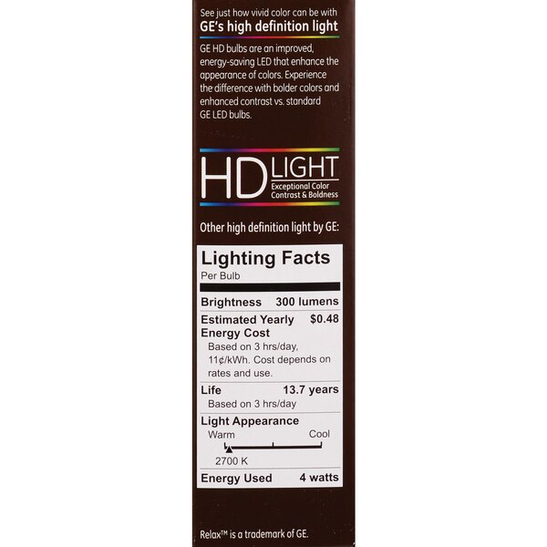 GE Relax HD 40W Soft White LED Light Bulbs, LED CAM, 2 CT