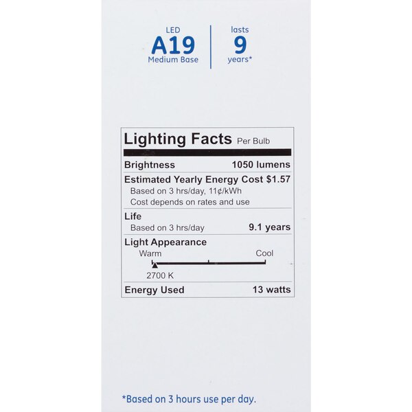 GE Basic LED Soft White 75W Light Bulbs, A19, 2 CT