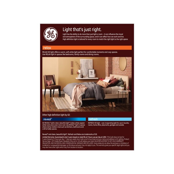 GE Relax HD Soft White 40W Replacement General Purpose A19 Light Bulbs, 4 ct