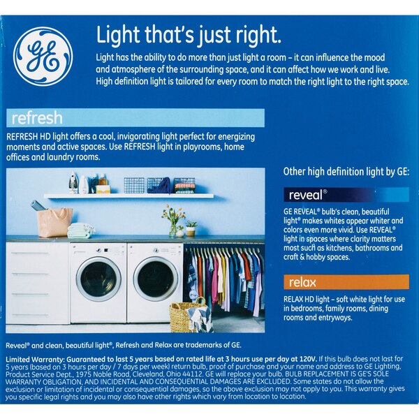 GE Refresh Daylight HD 75W LED Light Bulbs, A21, 2 CT