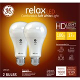 GE Relax HD 100W LED Light Bulbs, A21, 2 CT, thumbnail image 1 of 3
