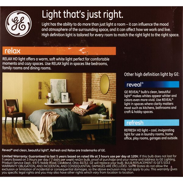 GE Relax HD 100W LED Light Bulbs, A21, 2 CT