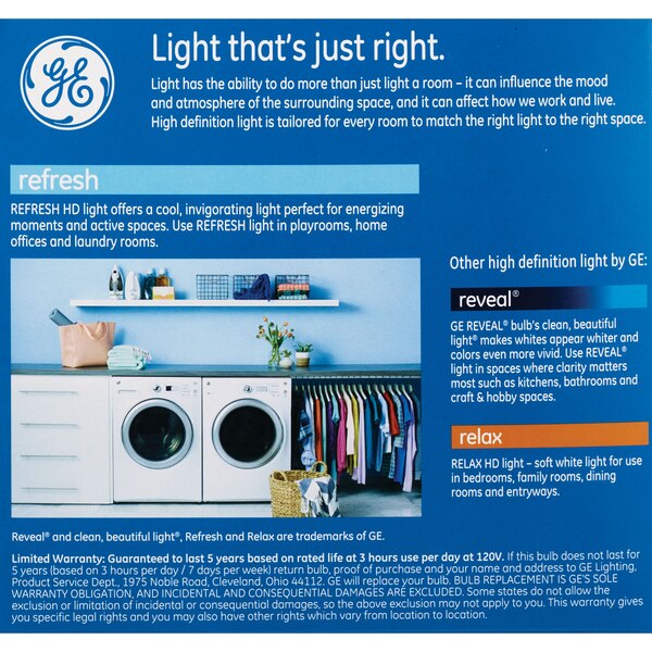 GE Refresh Daylight HD 100W LED Light Bulbs, A21, 2 CT