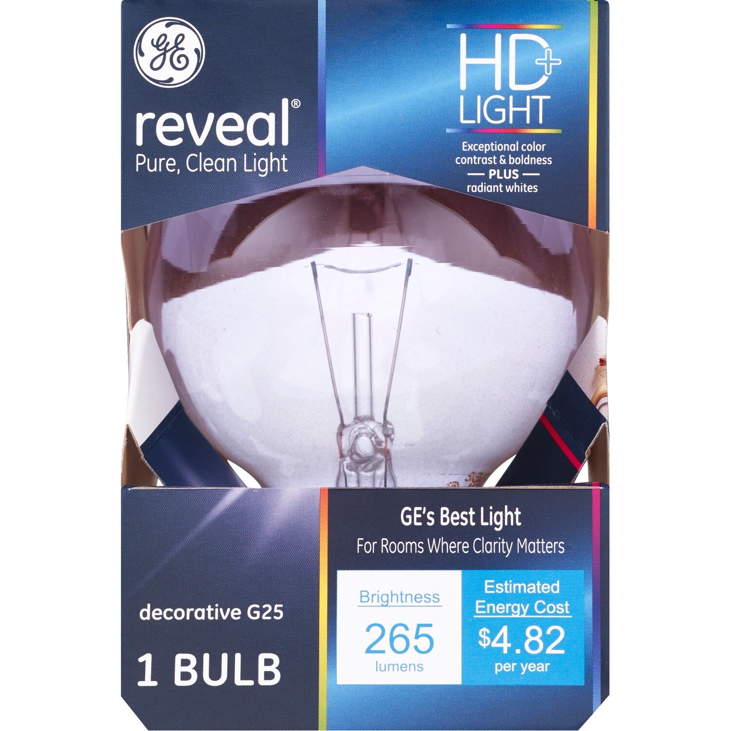 GE Reveal - Bombilla de 40 vatios, transparente