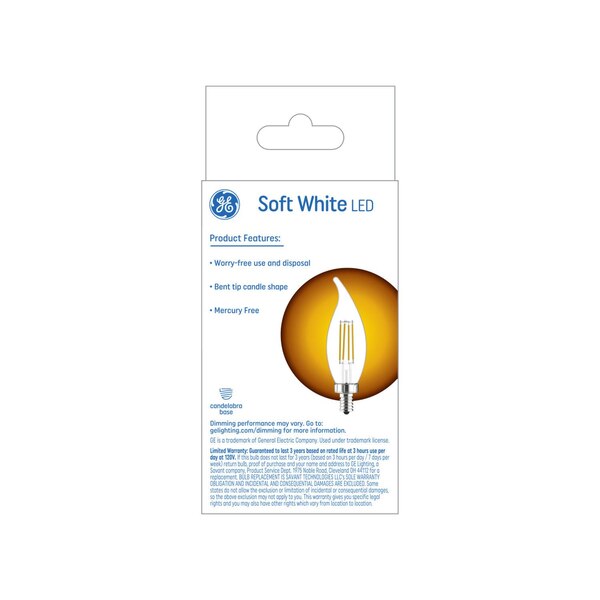 GE Decorative 5.5W Soft White LED Light Bulbs, Dimmable, Small Base, 2 ct
