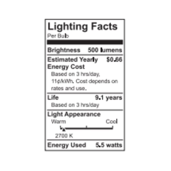 GE Decorative 5.5W Soft White LED Light Bulbs, Dimmable, Small Base, 2 ct