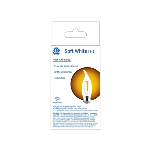 GE Decorative 60W Equivalent Soft White LED Light Bulbs, Dimmable, Standard Base, 2 ct