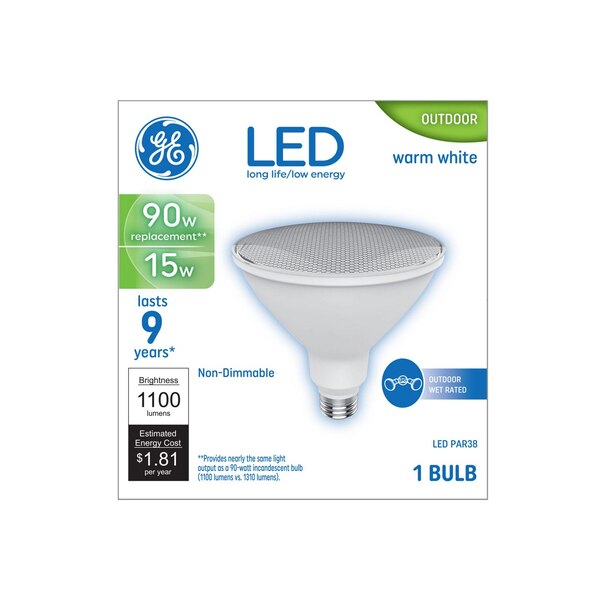 GE Outdoor Flood 90W Equivalent Warm White PAR38 LED Light Bulbs
