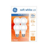 GE 40W Equivalent Soft White A19 LED Light Bulbs, Standard Base, 4 ct, thumbnail image