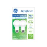 GE 75W Daylight A19 LED Light Bulbs, Standard Base, 2 ct, thumbnail image
