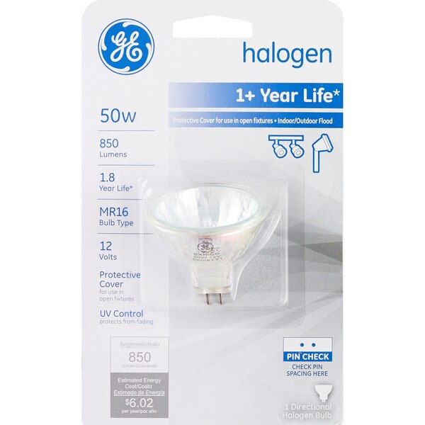 GE Reveal MR16 - Bombilla halógena de 50 vatios
