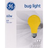 GE Outdoor Bug 60W Yellow A19 Light Bulbs, Standard Base, 2 ct , thumbnail image