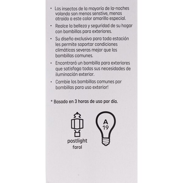GE Outdoor Bug 60W Yellow A19 Light Bulbs, Standard Base, 2 ct 