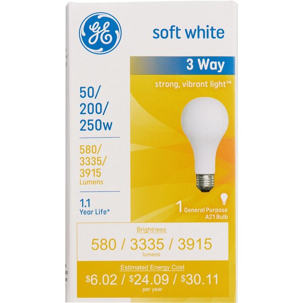 GE - Bombilla de uso general, 3 vatios, a21 Bulb, Soft White