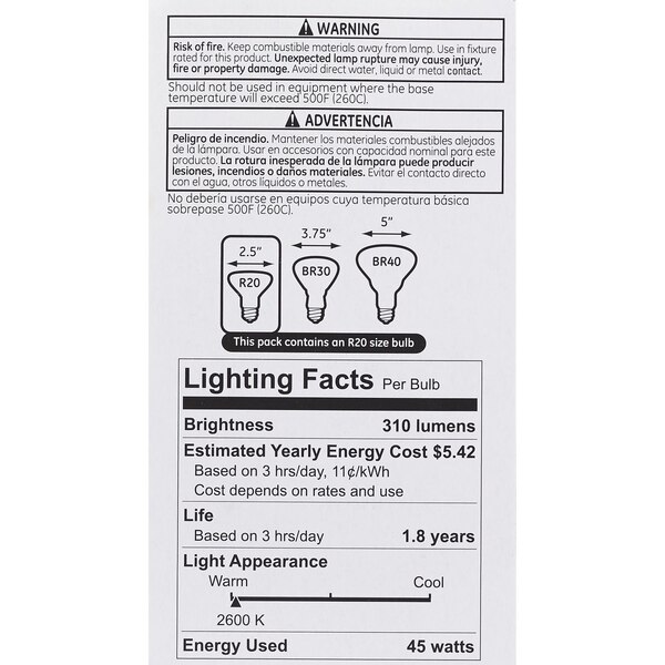 GE Soft White 45w R20 Indoor Floodlight