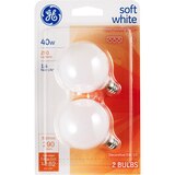 GE Decorative 40W Soft White G16 Light Bulbs, Standard Base, 2 ct, thumbnail image