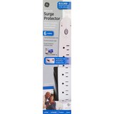GE Advanced 6-Outlet Surge Protector, White, thumbnail image
