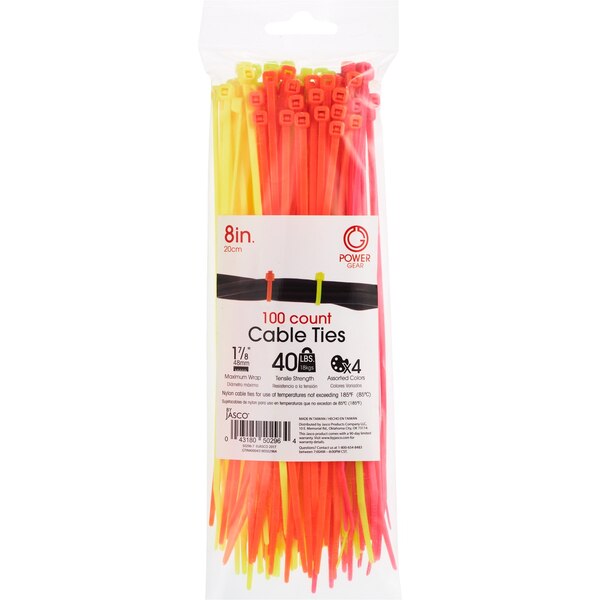 GE - Precintos para cables, 8", colores neón surtidos
