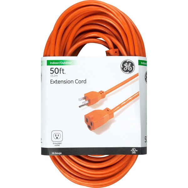 GE - Cable a tierra para uso general, para interiores/exteriores, 50', anaranjado