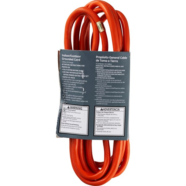GE General Purpose Indoor/Outdoor 9' Grounded Cord, Orange