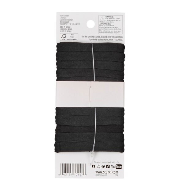 Scunci Hosiery Ponytail Elastic, Black, 12 CT