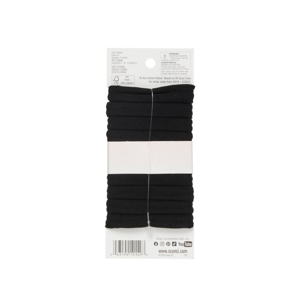Scunci Hosiery Ponytail Elastic for Thick Hair, Black, 10 CT