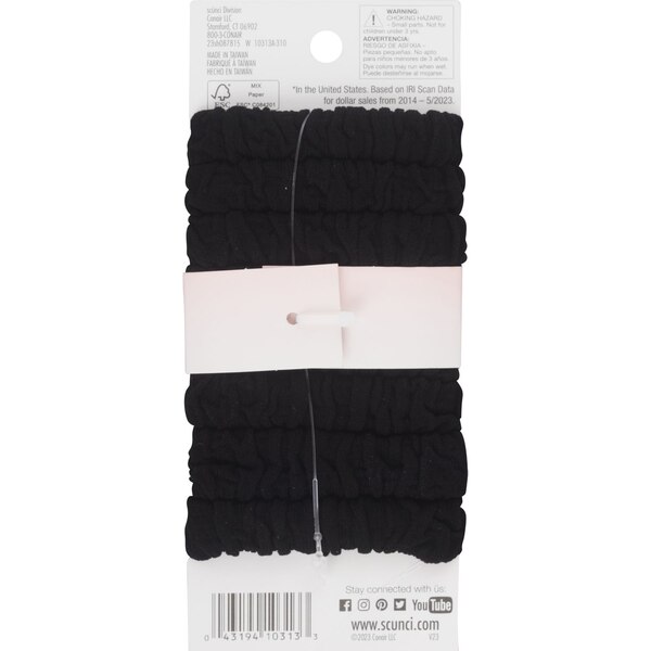 Scunci Unbreakable All Hair Medium Hold Ponytailers, Black, 8 CT