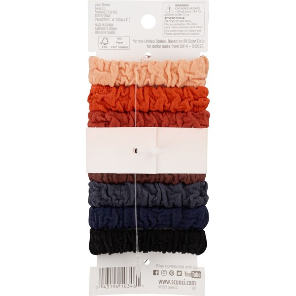 Scunci Unbreakable All Day Medium Hold Ponytailers, Assorted Colors, 8 CT