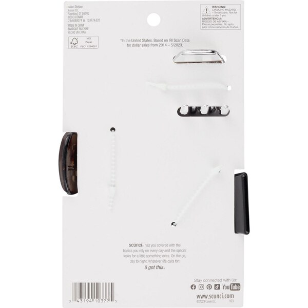 Scunci All Hair All Day Hold Claw Clips, Multicolor, 3 CT