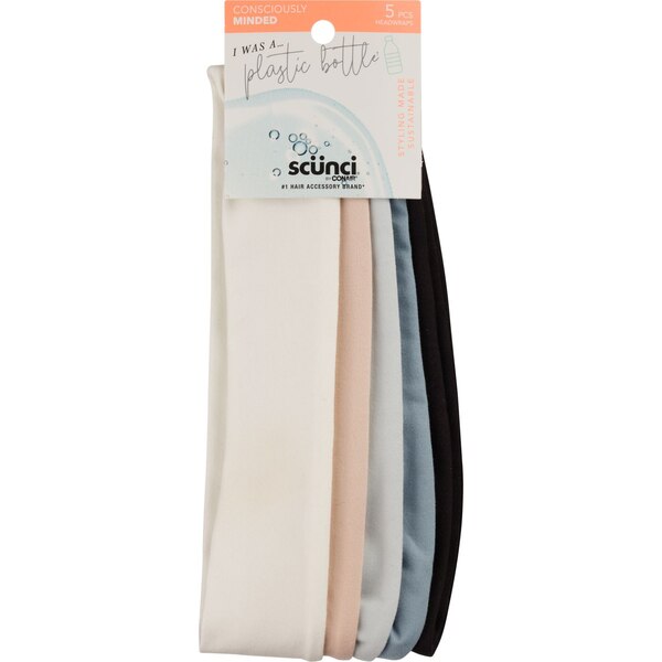 Scunci Consciously Minded Headwraps, Assorted Colors, 5 CT