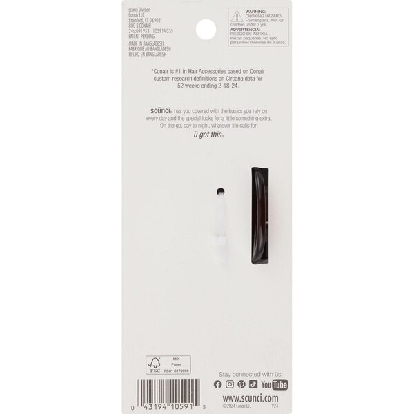 Scunci Fine Hair All Day Hold Claw Clip With Extra Teeth, 1 CT 