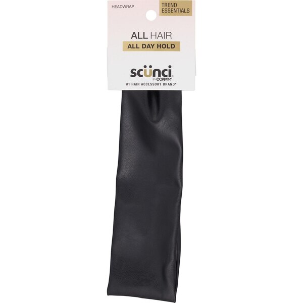 Scunci All Hair All Day Hold Leather Headwrap, Black