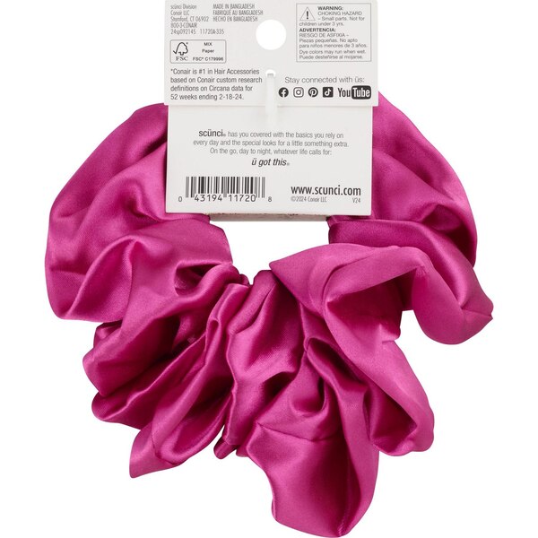 Scunci Tamera Textured Hair Original Scrunchie, Pink