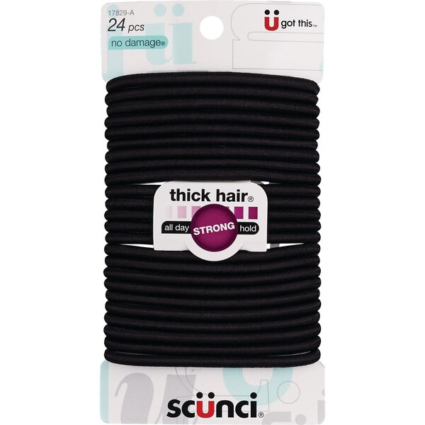 Scunci No Damage Thick Hair Elastics, Black