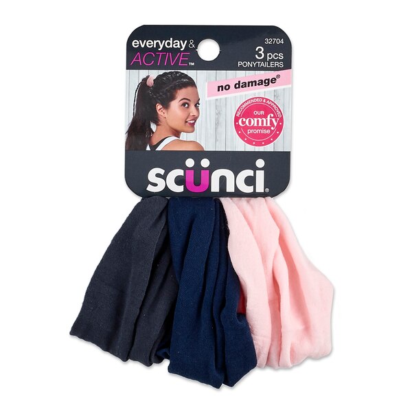Scunci Everyday & Active No Damage Ponytailers, 3 CT