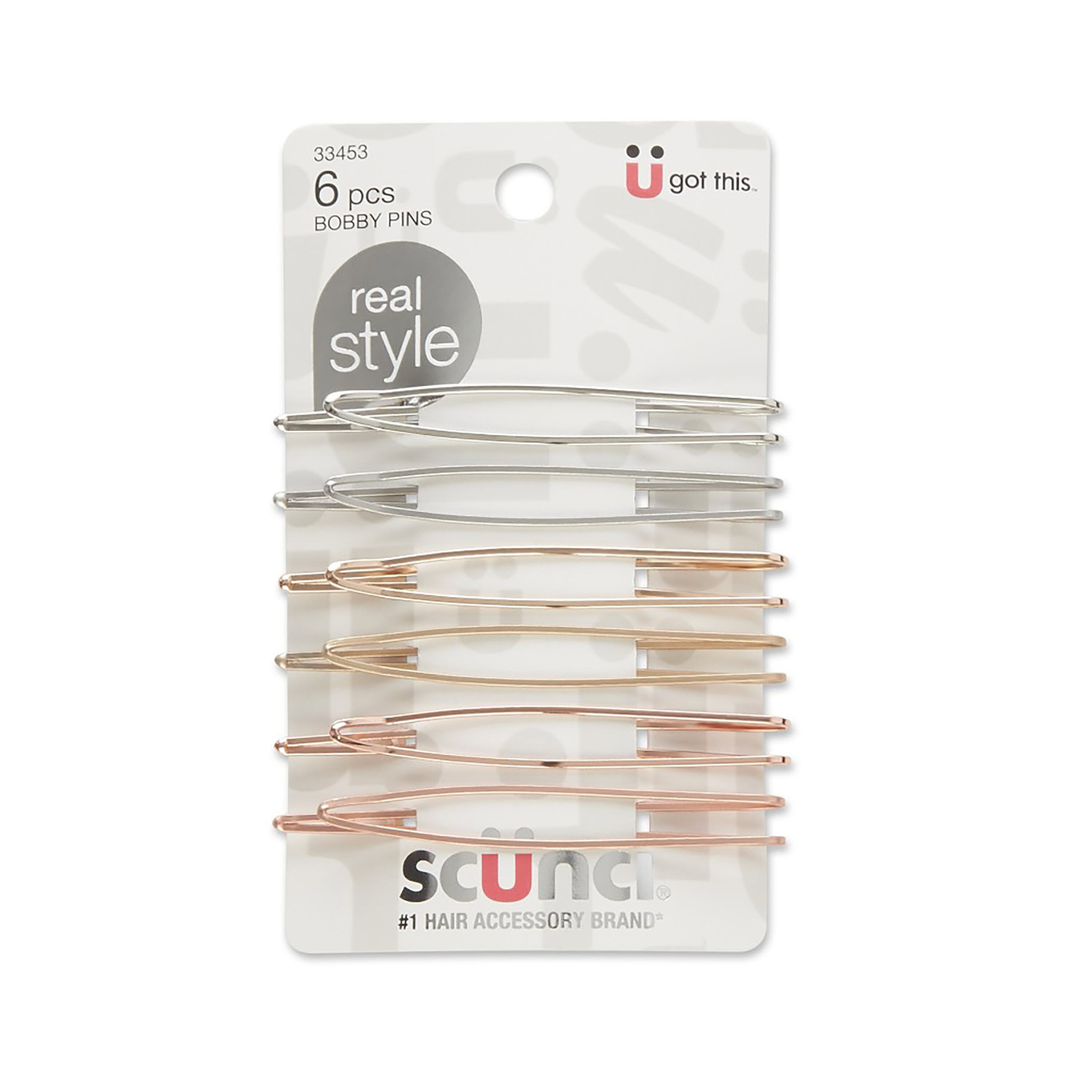 Scunci Open Metal Bobby Pins, 6CT