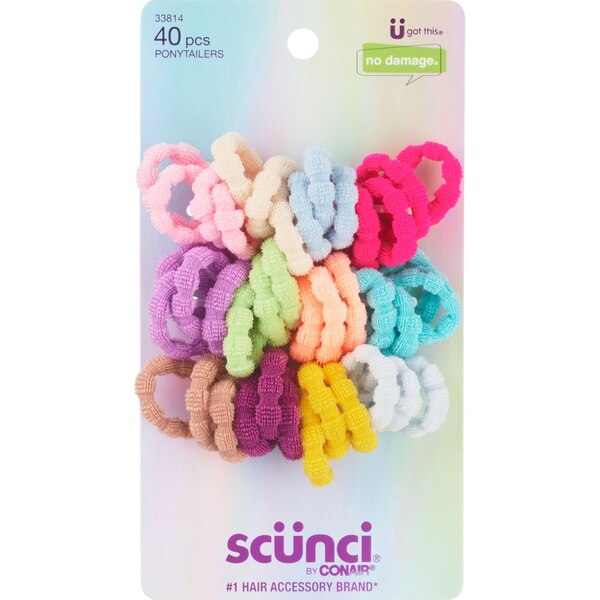 Scunci No Damage Ponytailers, Assorted Colors, 40 CT