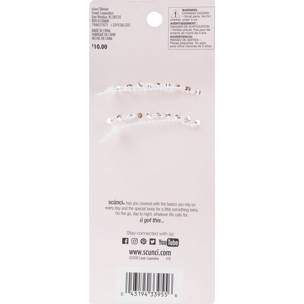 Scunci Elite Sparkling Flower-Topped Hair Pins, 6 CT