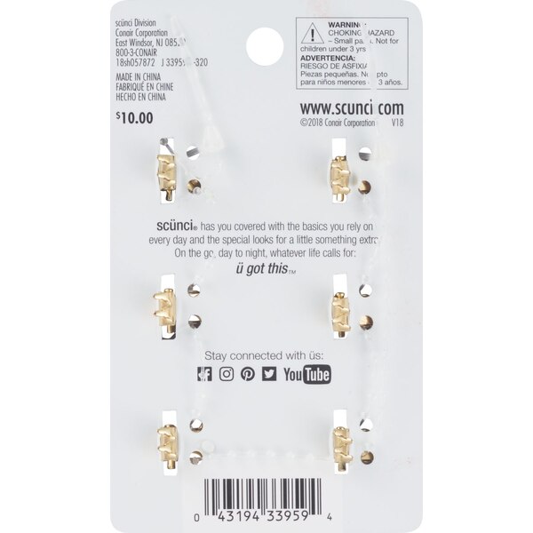 Scunci Elite Mini Crystal Jaw Clip Set, 6 CT