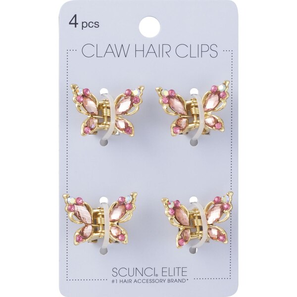 Scunci Elite Mini Butterfly Jaw Clip, 4 CT