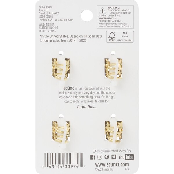 Scunci Elite Mini Butterfly Jaw Clip, 4 CT